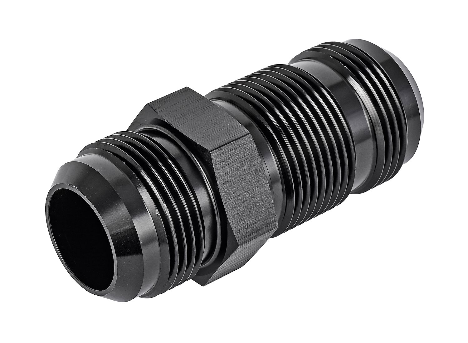 AN to AN Straight Bulkhead Adapter Fitting [-16 AN Male to -16 AN Male, Black]