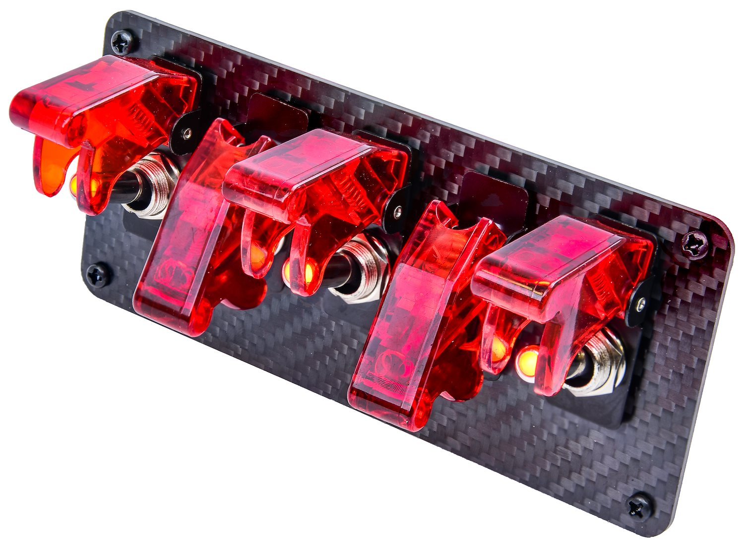 5-Toggle Switch Panel with Switches [Red Indicators, Carbon Fiber Panel]