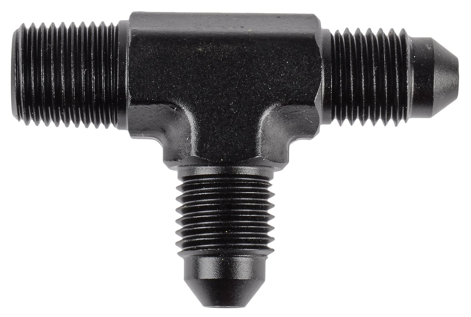 AN to NPT Tee Adapter Fitting [-3 AN to 1/8 in. NPT Male on Run, Black]