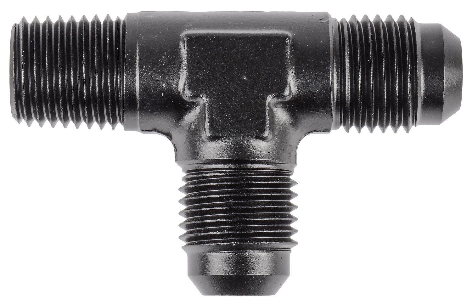 AN to NPT Tee Adapter Fitting [-6 AN to 1/4 in. NPT Male on Run, Black]