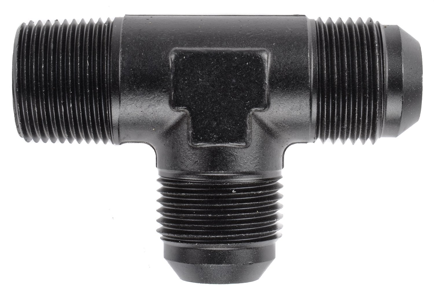 AN to NPT Tee Adapter Fitting [-12 AN to 3/4 in. NPT Male on Run, Black]