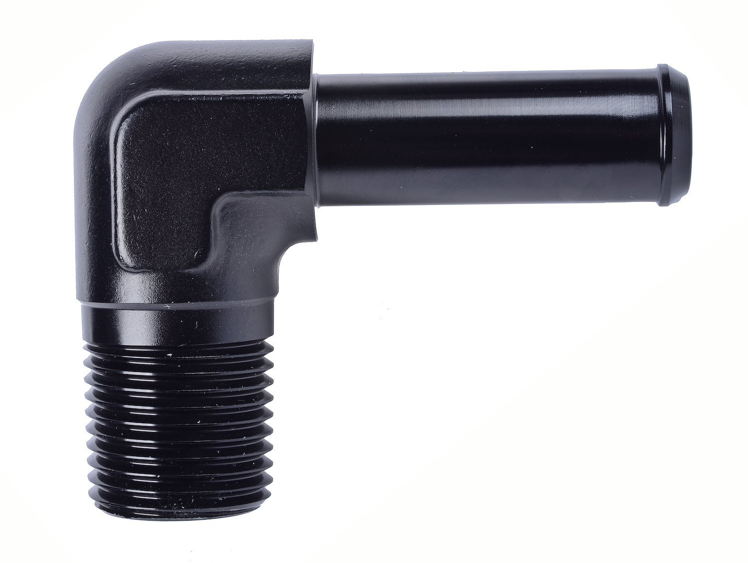 NPT to Hose Barb Fitting, 90-Degree [1/4 in. NPT Male to 3/8 in. I.D. Hose, Black]
