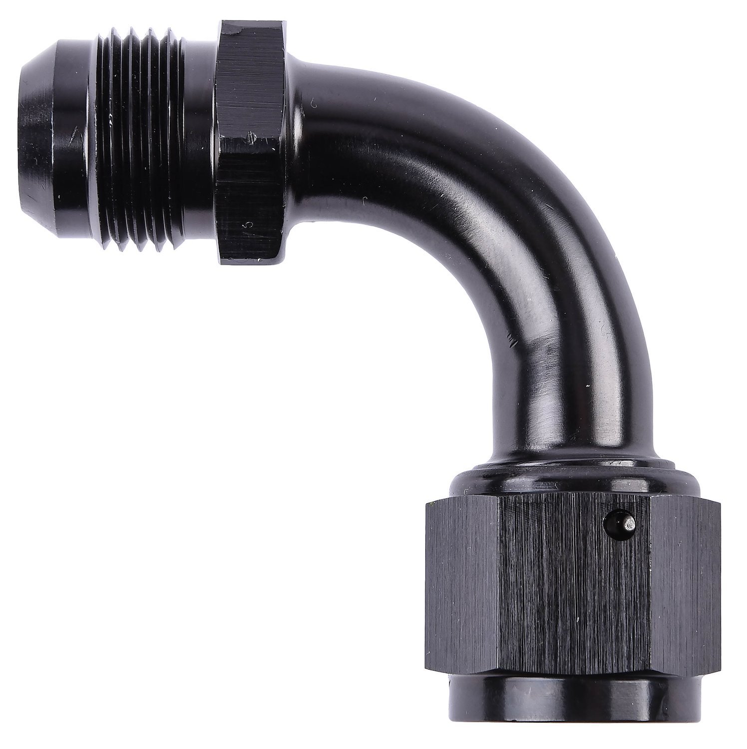 Black -10 AN Male to -10 AN Female Coupler [90 degree]