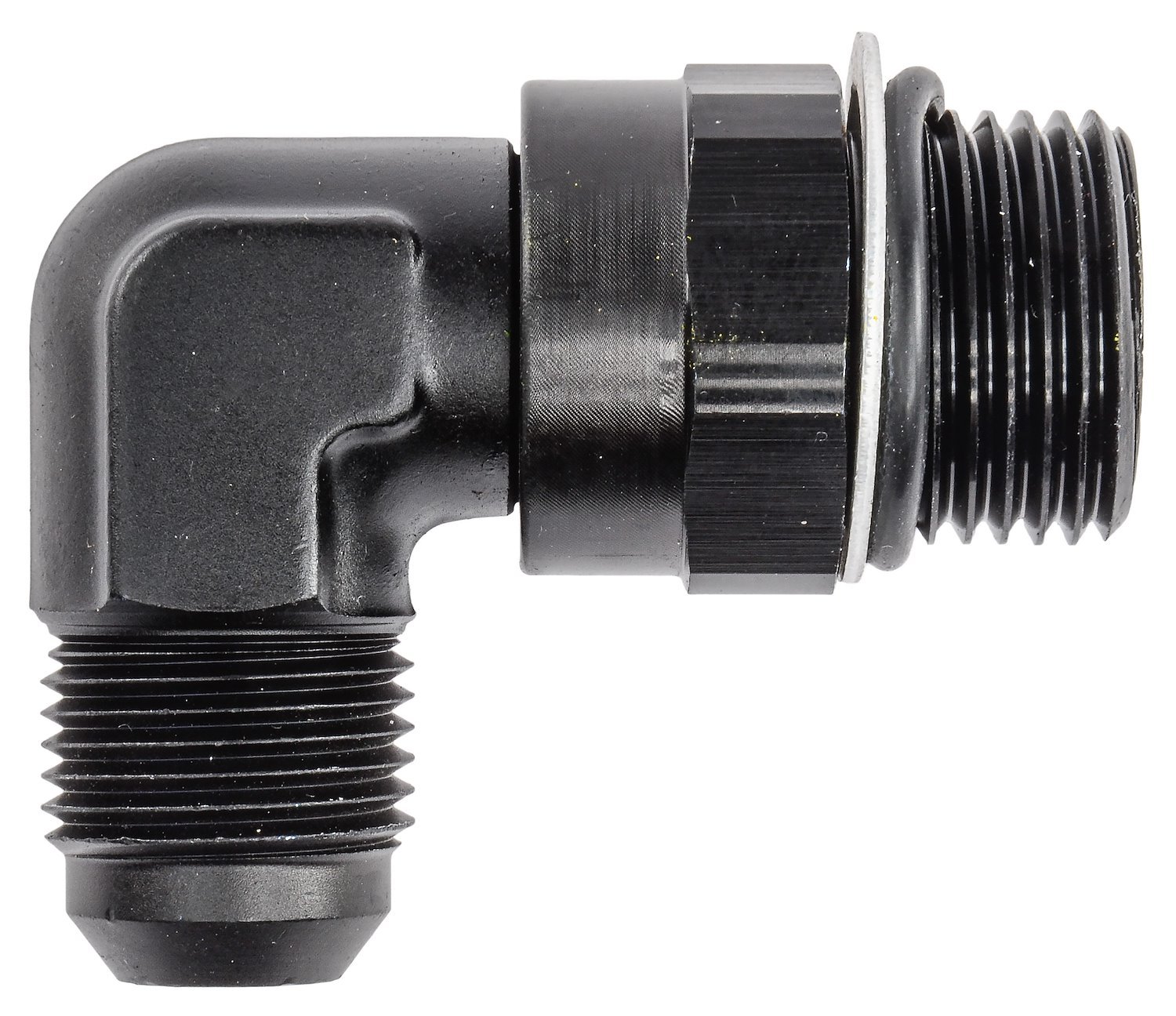 AN Port Adapter Fitting 90 degree -10 AN port (7/8 in.-14 Thread) to -8 AN hose