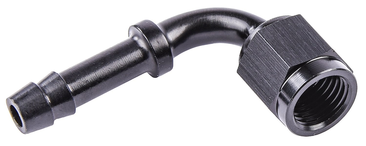AN to 90-Degree Hose Barb Adapter Fitting [-4 AN Female to 1/4 in. I.D. Hose, Black]