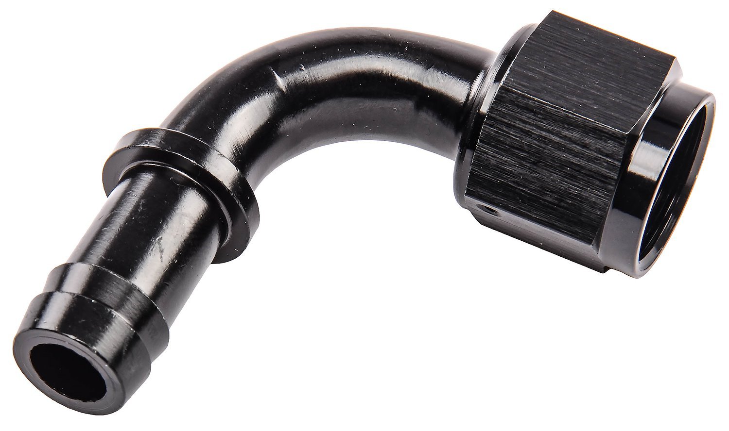 AN to 90-Degree Hose Barb Adapter Fitting [-8 AN Female to 1/2 in. I.D. Hose, Black]