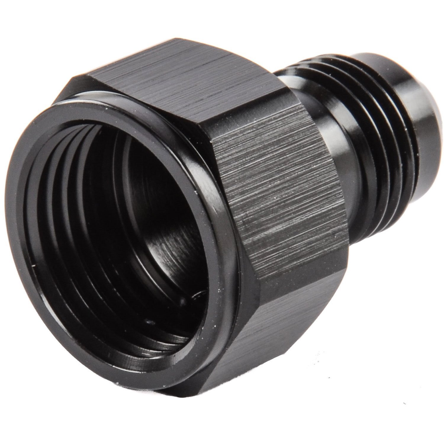 AN Female to Male Reducer Fitting [-8 AN Female to -6 AN Male, Black Hard Anodized]