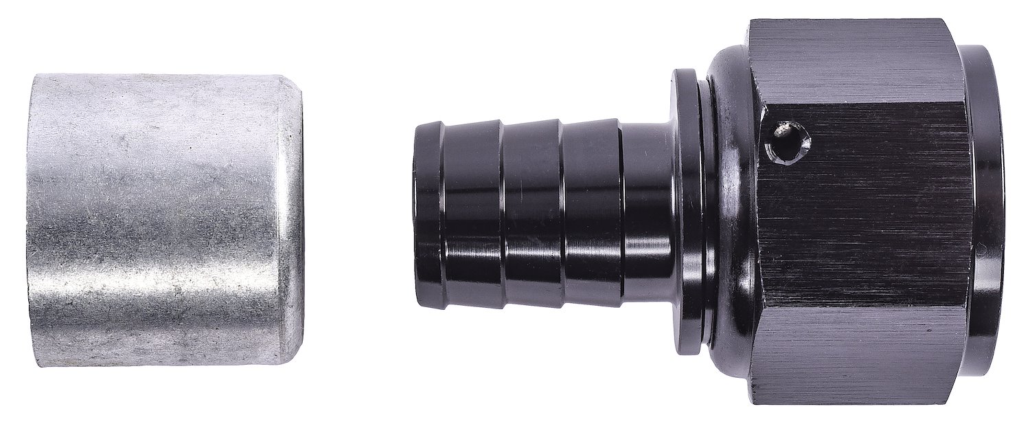 Straight AN Crimp-On Hose End Fitting [-12 AN Female to -12 AN Hose, Black]