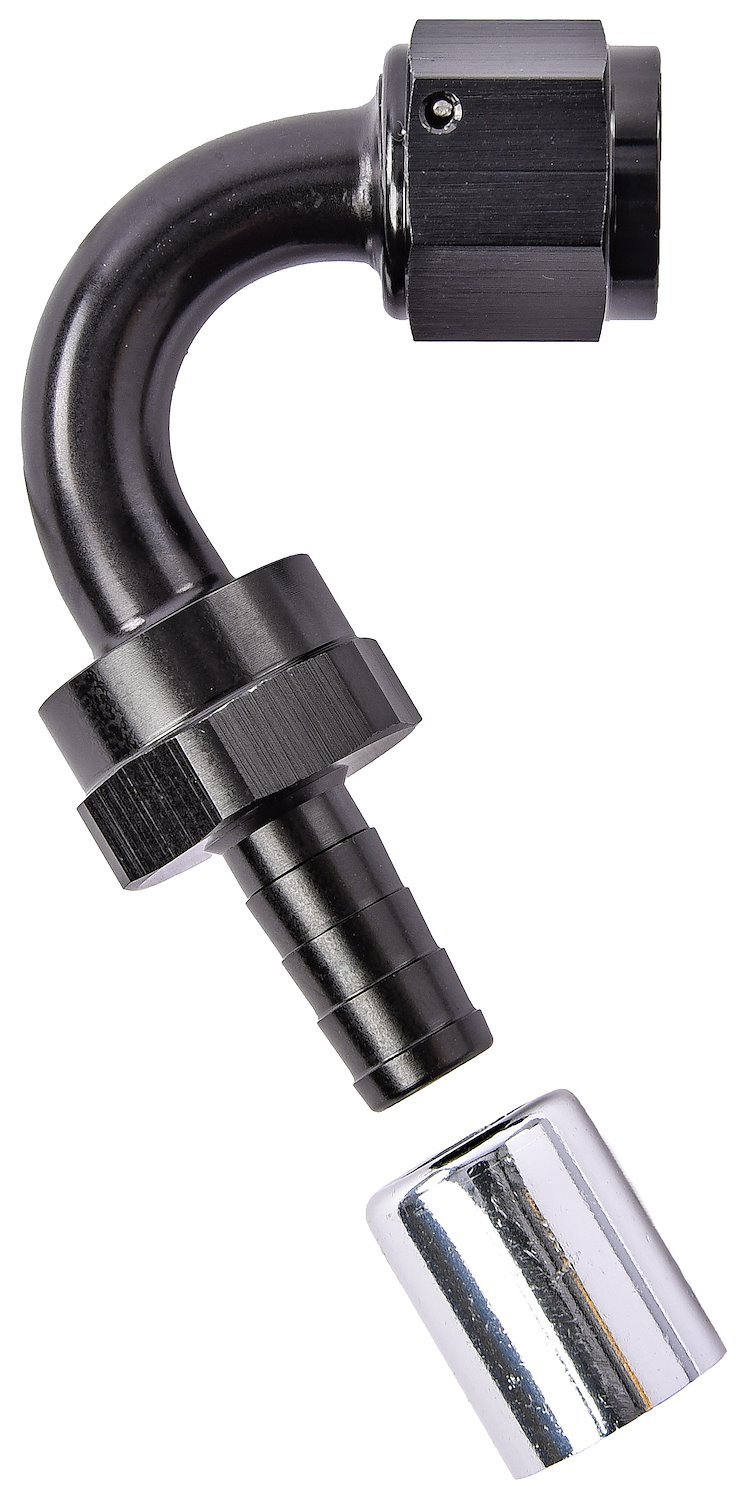 120-Degree AN Crimp-On Hose End Fitting [-8 AN Female to -8 AN Hose, Black]