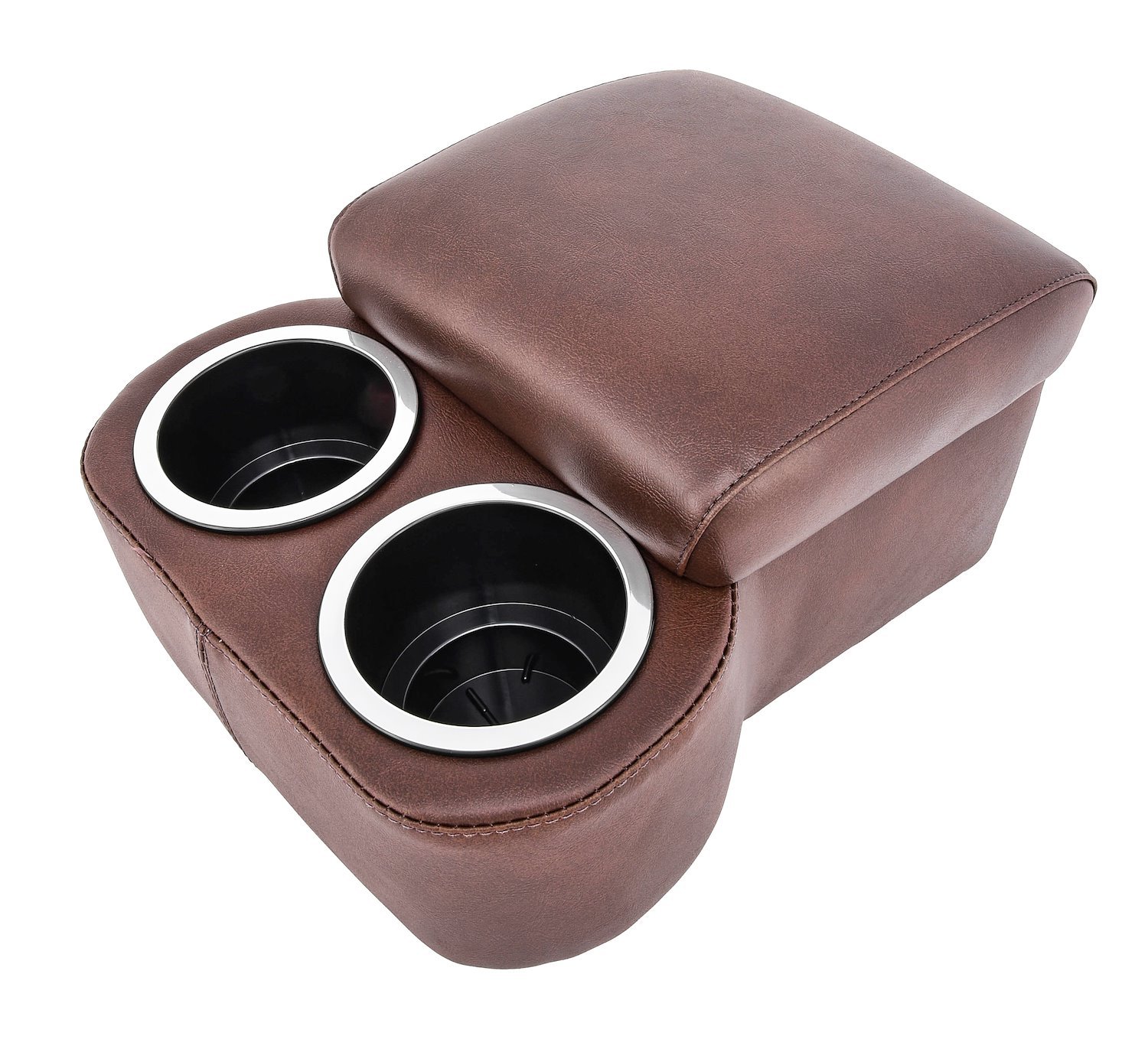 Shorty Bench Seat Cruiser Console For Limited-Depth Bench Seat Vehicles [Dark Brown, (2) Large Cup Holders]