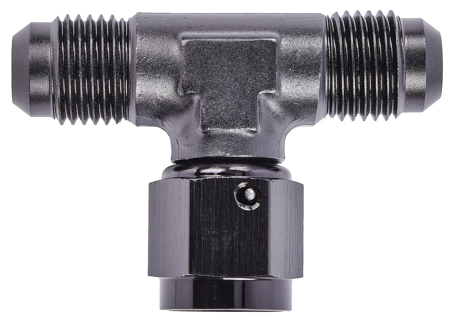 AN to AN Tee Adapter Fitting [-6 AN Male to -6 AN Male, -6 AN Female Swivel Center Port]