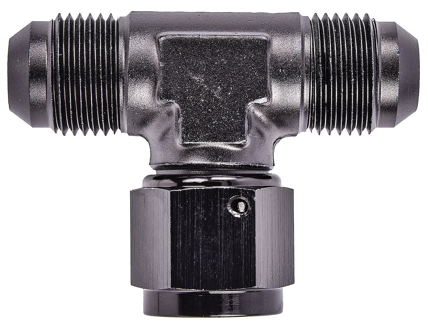 AN to AN Tee Adapter Fitting [-8 AN Male to -8 AN Male, -8 AN Female Swivel Center Port]