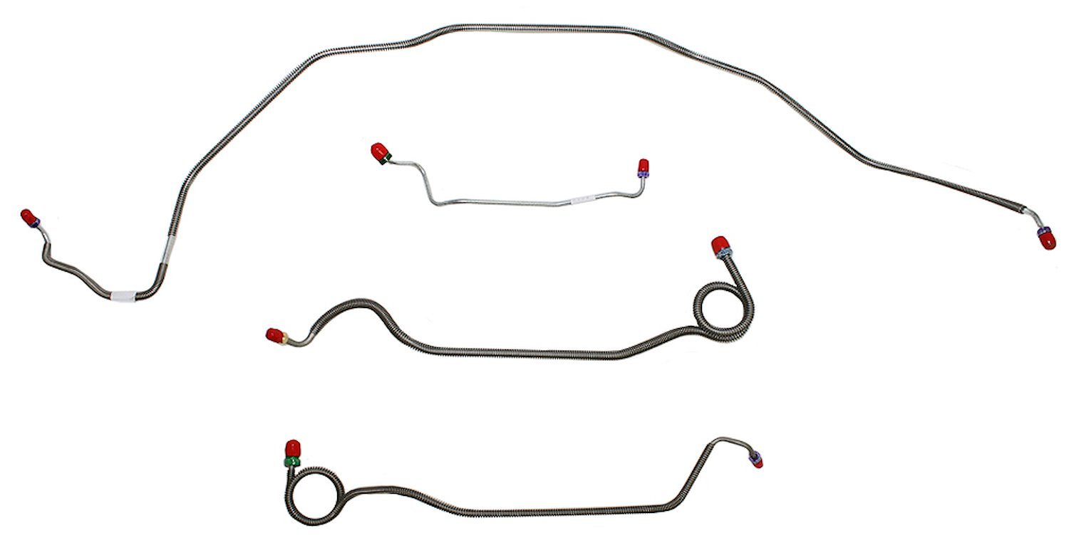Front Brake Line Set for Select 1969-1972 Chevy Chevelle, El Camino, Malibu w/Manual Drum [4-PC, Stainless Steel]
