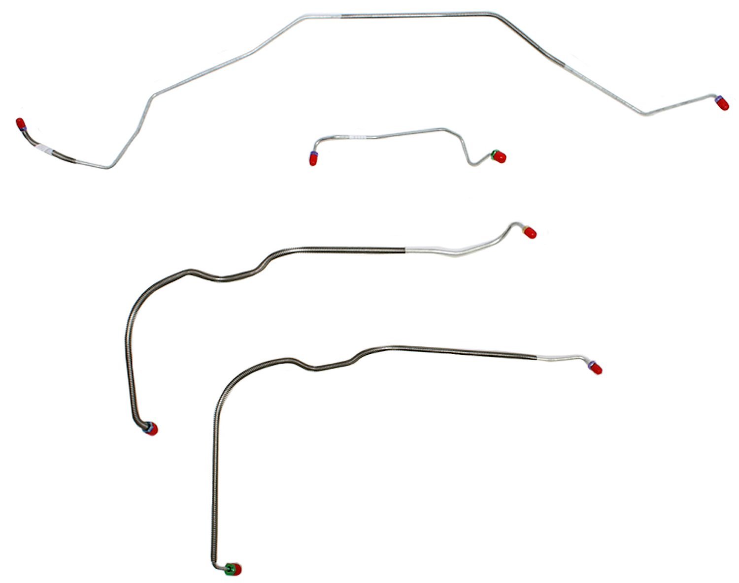 Front Brake Line Set for Select 1968 Chevy Chevelle, El Camino, Malibu (SS Models) w/Power Drum [4-PC, Stainless Steel]