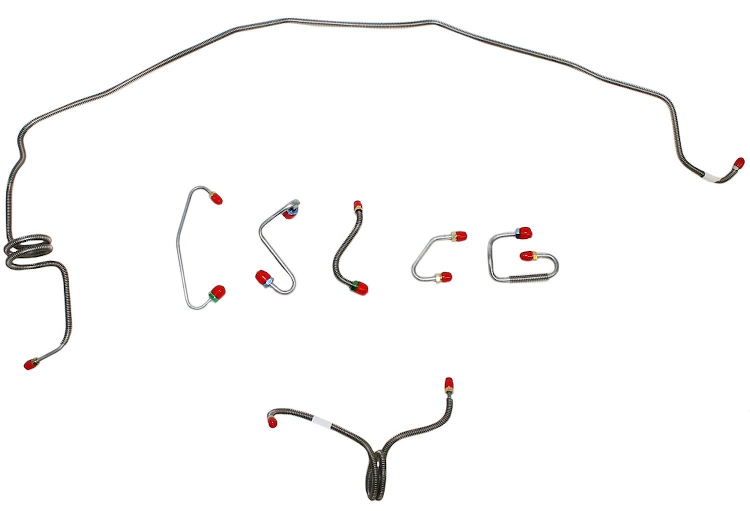 Front Brake Line Set for 1970 Chevy Camaro, Pontiac Firebird with Power Disc Brakes/None Armor [7-PC, Stainless Steel]