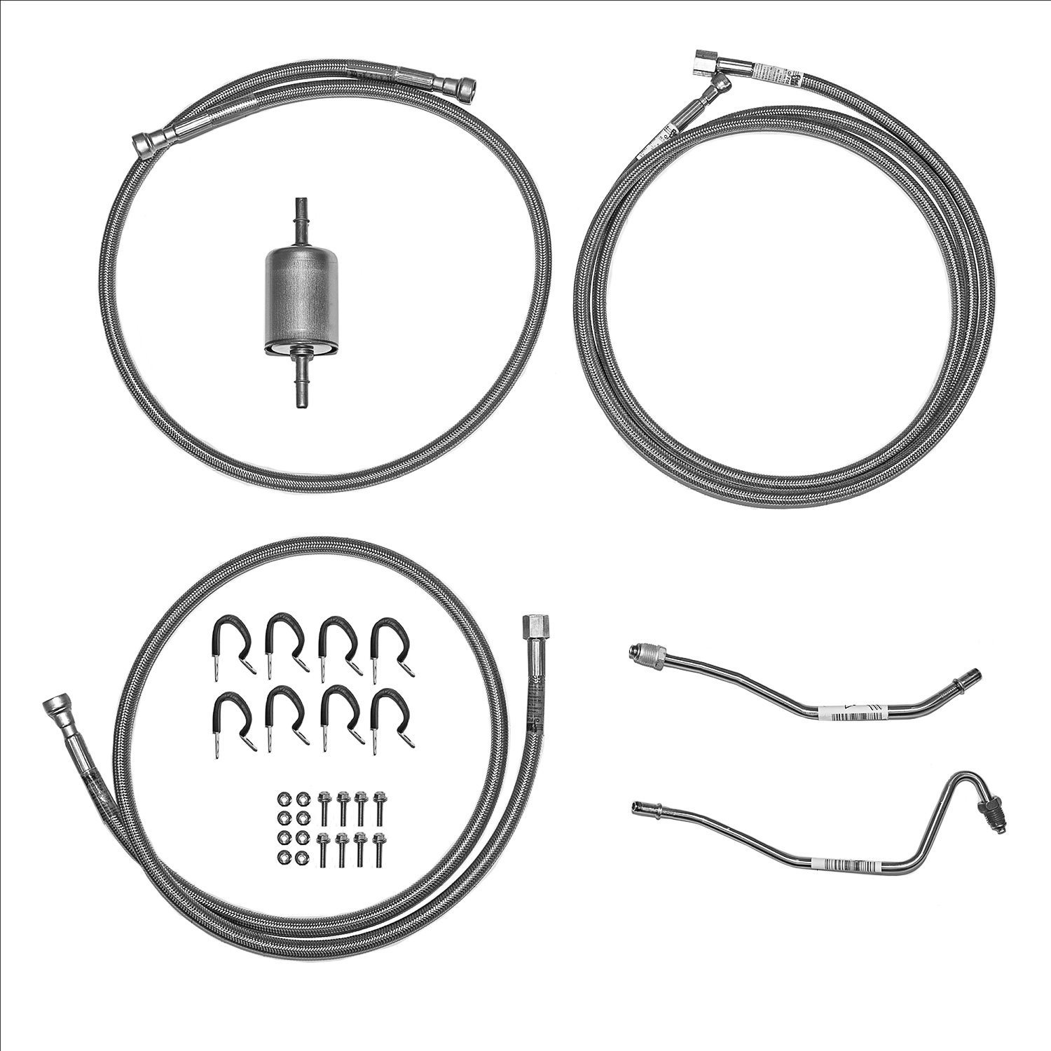Quick-Fix Complete Fuel Line Kit for 1988-1995 GM K1500, K2500, K3500 Reg. Cab Long Bed Trucks w/V8 Engine [Braided Stainless]