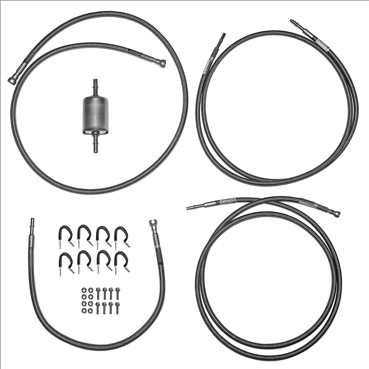 Quick-Fix Complete Fuel Line Kit for 1999-2003 Chevy Silverado 1500, GMC Sierra 1500 Regular Cab Trucks w/V8 [Braided Stainless]