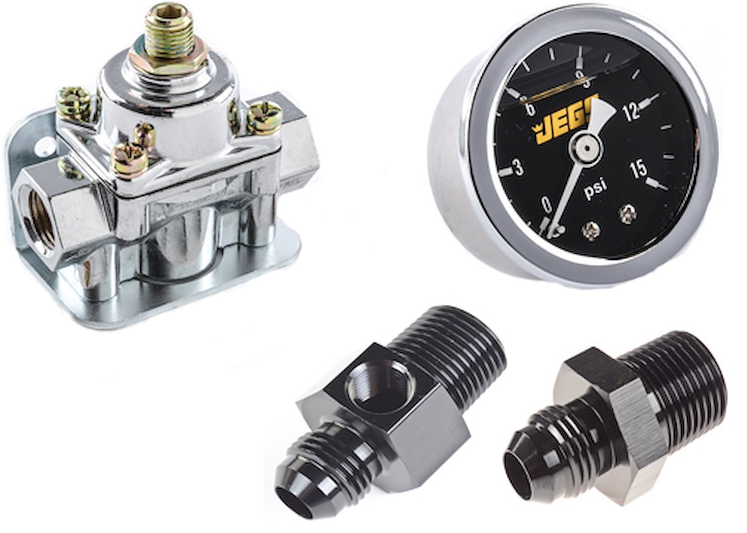 Fuel Pressure Regulator and Gauge Kit Gasoline 4.5 to 9 PSI