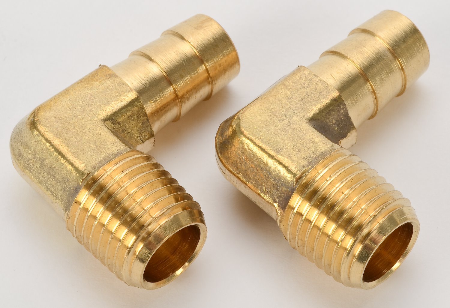 NPT 90-Degree Hose Barb Fitting [1/4 in. NPT to 3/8 in. Hose, Brass]