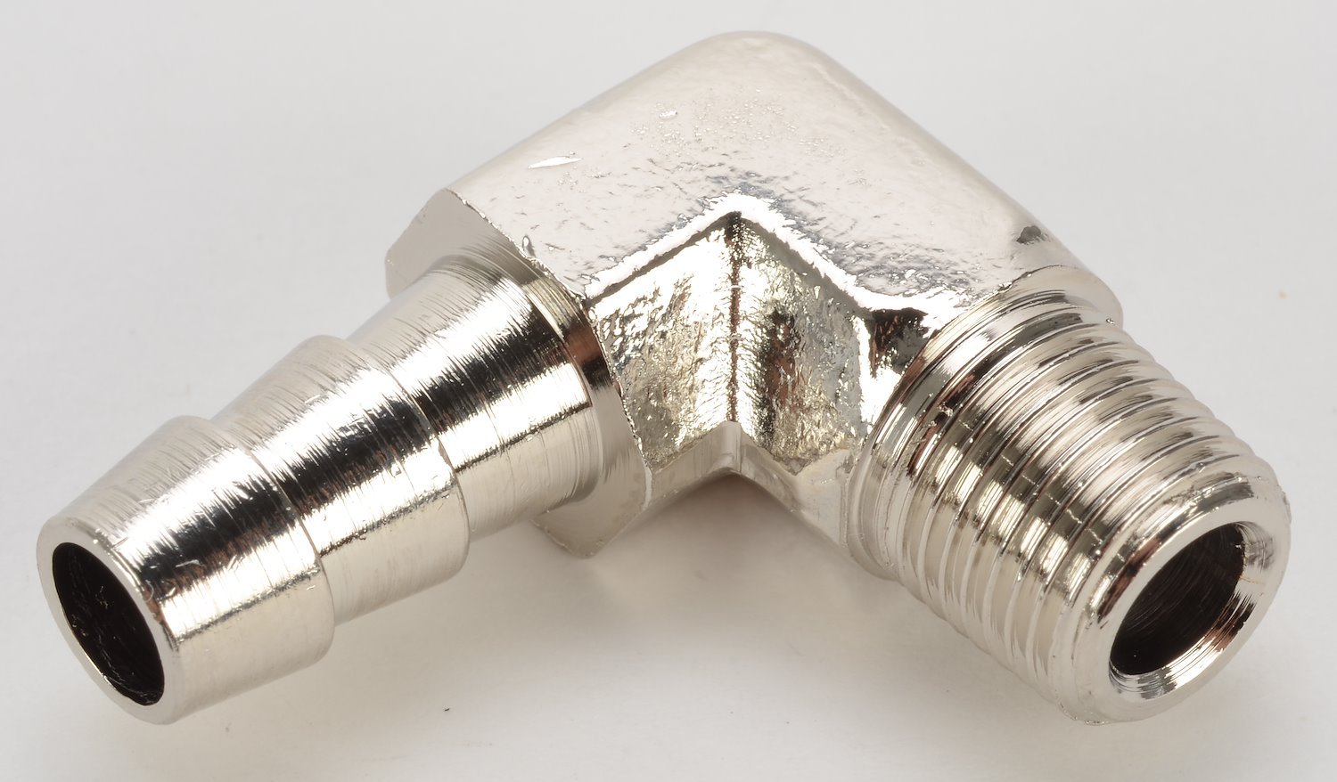 NPT 90-Degree Hose Barb Fitting [1/8 in. NPT to 5/16 in. Hose, Nickel-Plated Brass]