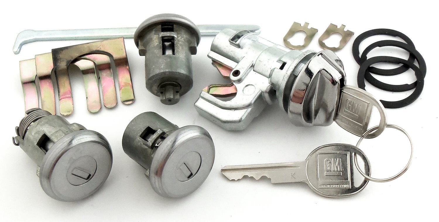 Door, Trunk & Glovebox Lock Set Fits Select 1968-1979 GM Models [Oval Style GM Keys]