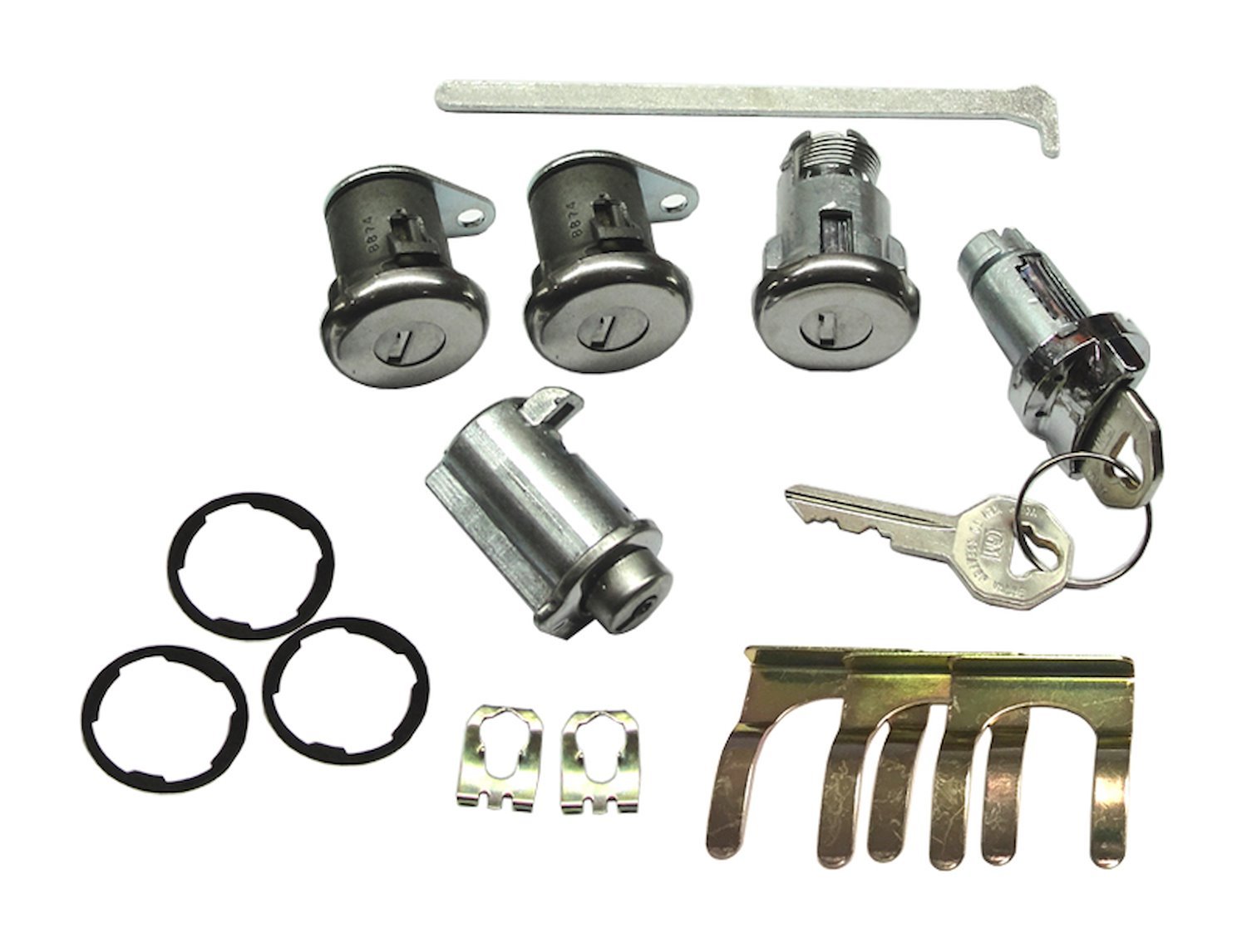 Ignition, Door, Trunk & Glovebox Lock Set Fits Select 1961-1962 GM Models With Short Door Cylinders [Original Octagon]