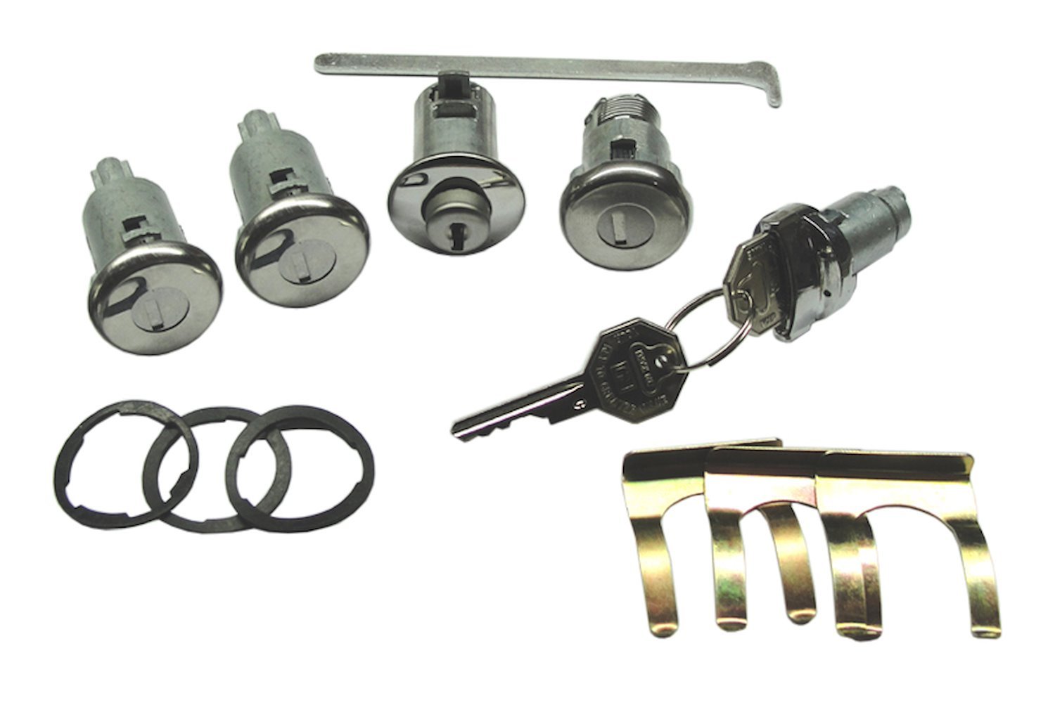 Ignition, Door, Trunk & Glovebox Lock Set Fits Select 1963 GM Models With Long Shaft Cylinders [Original Octagon]