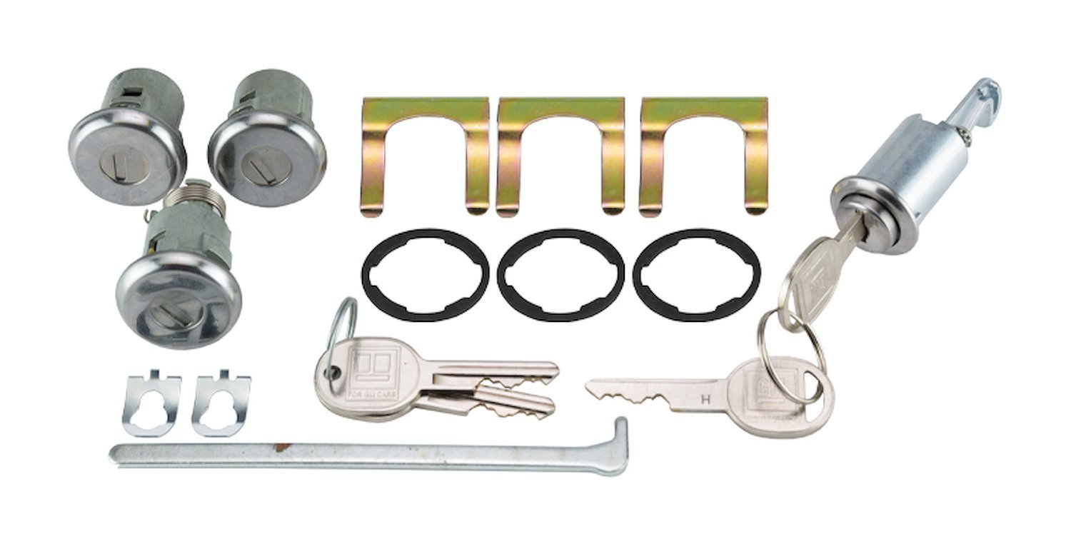 Door, Trunk & Glovebox Lock Set Fits Select 1966-1967 GM Models With Horizontal Tail Panel Notches [Oval Style GM Keys]