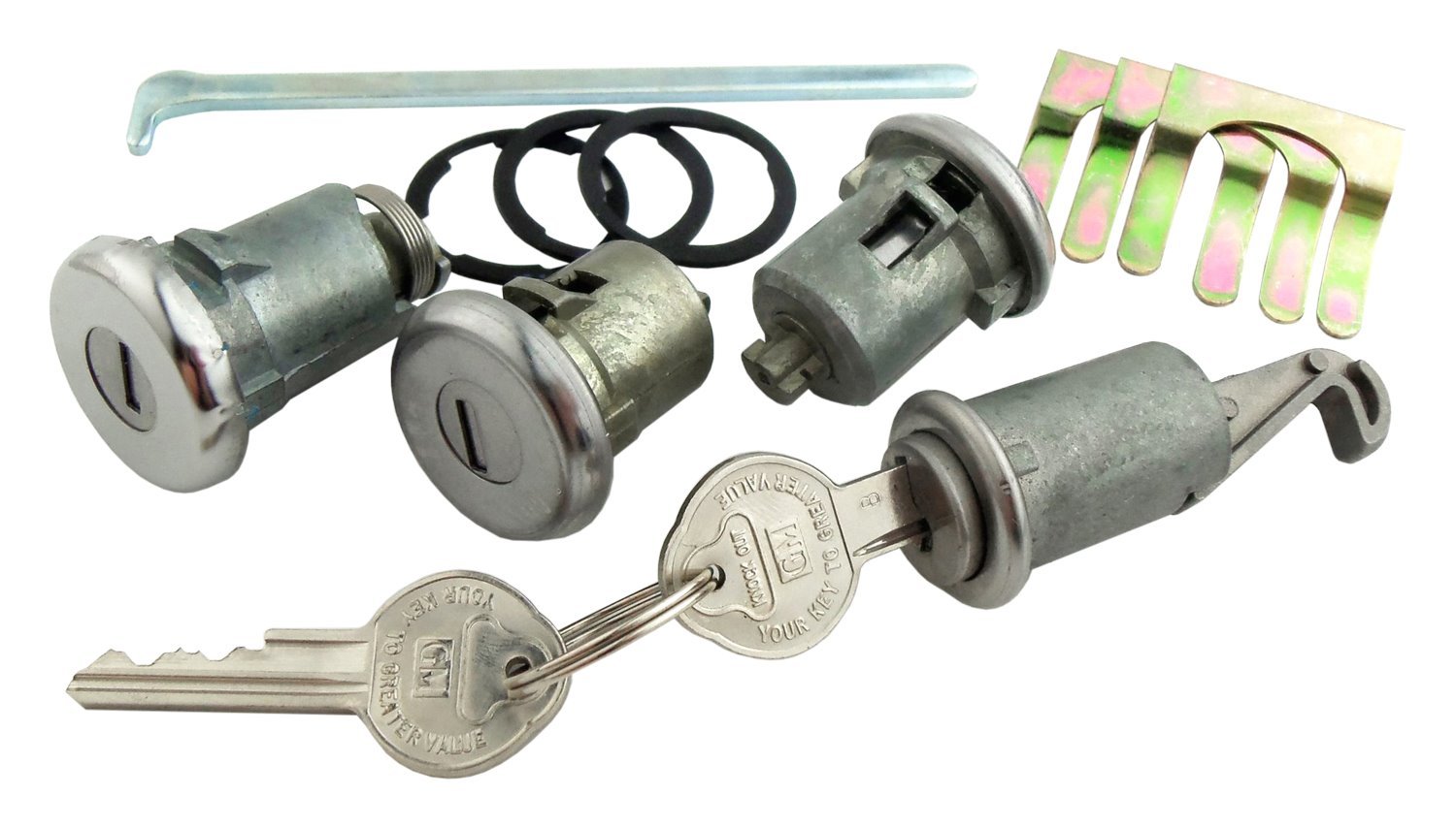 Door, Trunk & Glovebox Lock Set Fits Select 1967-1968 GM Models With Vertical Tail Panel Notches [Original Pearhead Keys]
