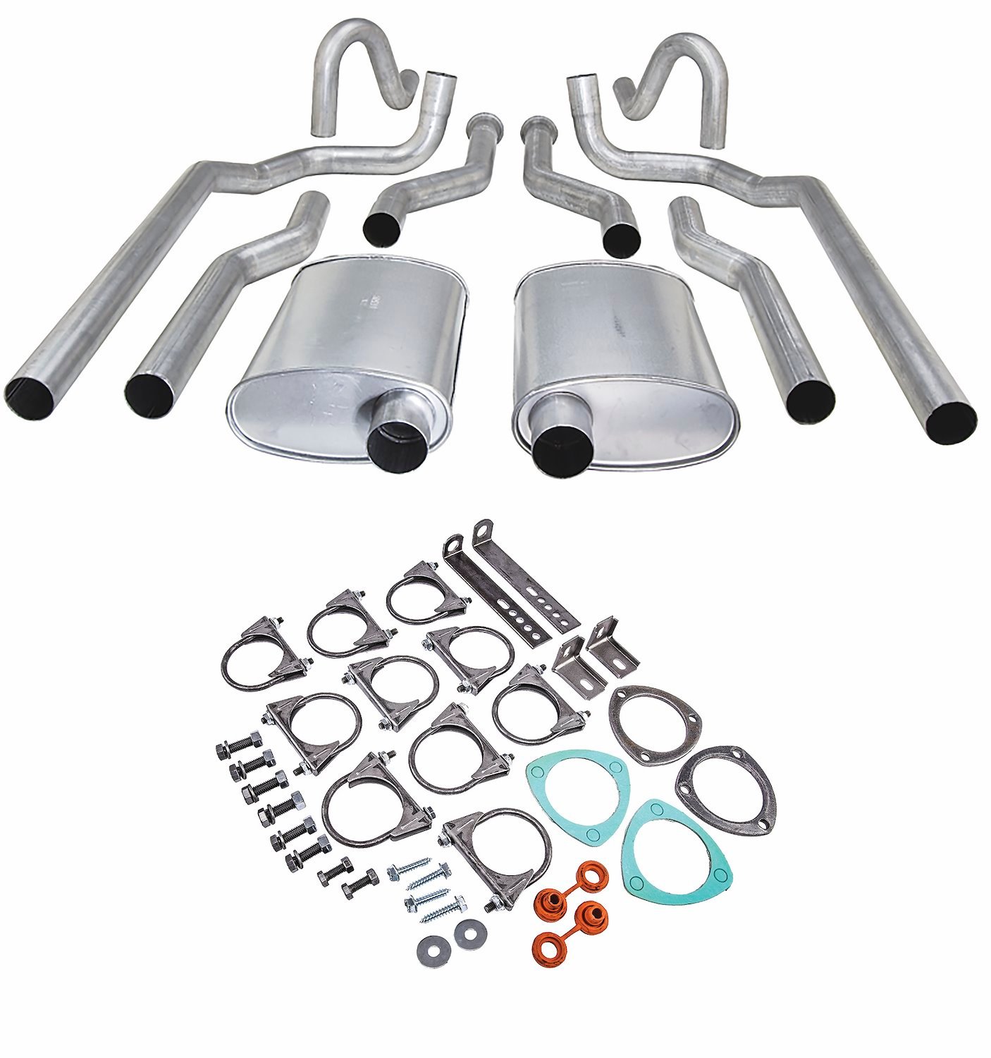 Header-Back Dual 2 1/2 in. Exhaust Kit Fits Select 1964-1972 Buick, Chevrolet, Pontiac, Oldsmobile Models