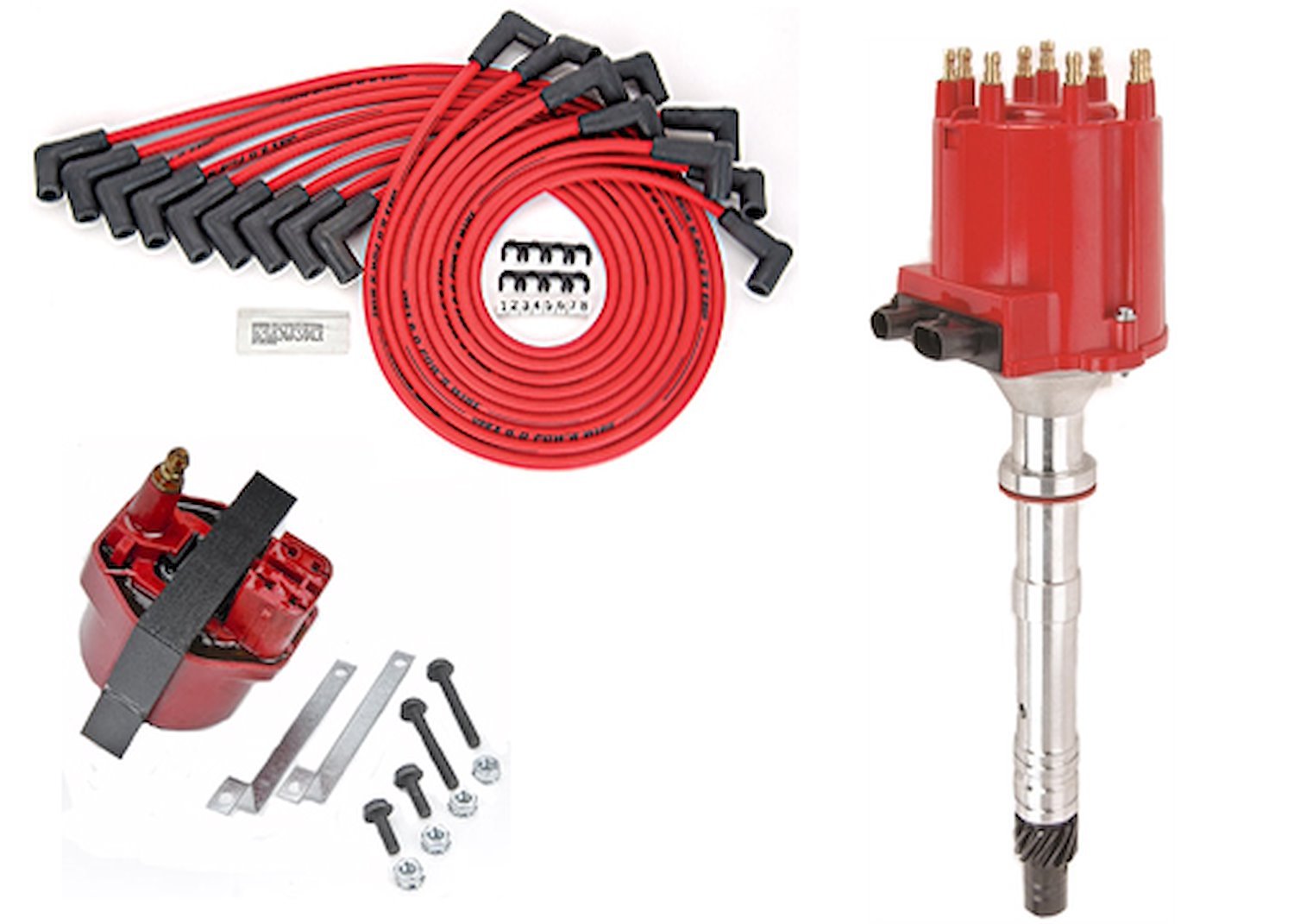 HEI Distributor, Spark Plug Wires and Coil Kit for 1985-1995 Chevy Truck with V8 Engine and External Coil