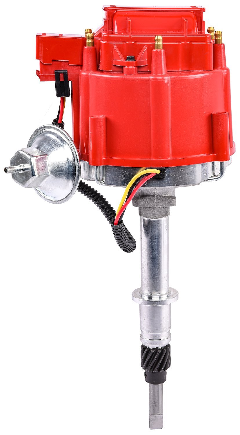 HEI Distributor w/Vacuum Advance for 1965-1990 AMC & Jeep 199-258 ci. 6-Cylinder Engines [Red Cap]