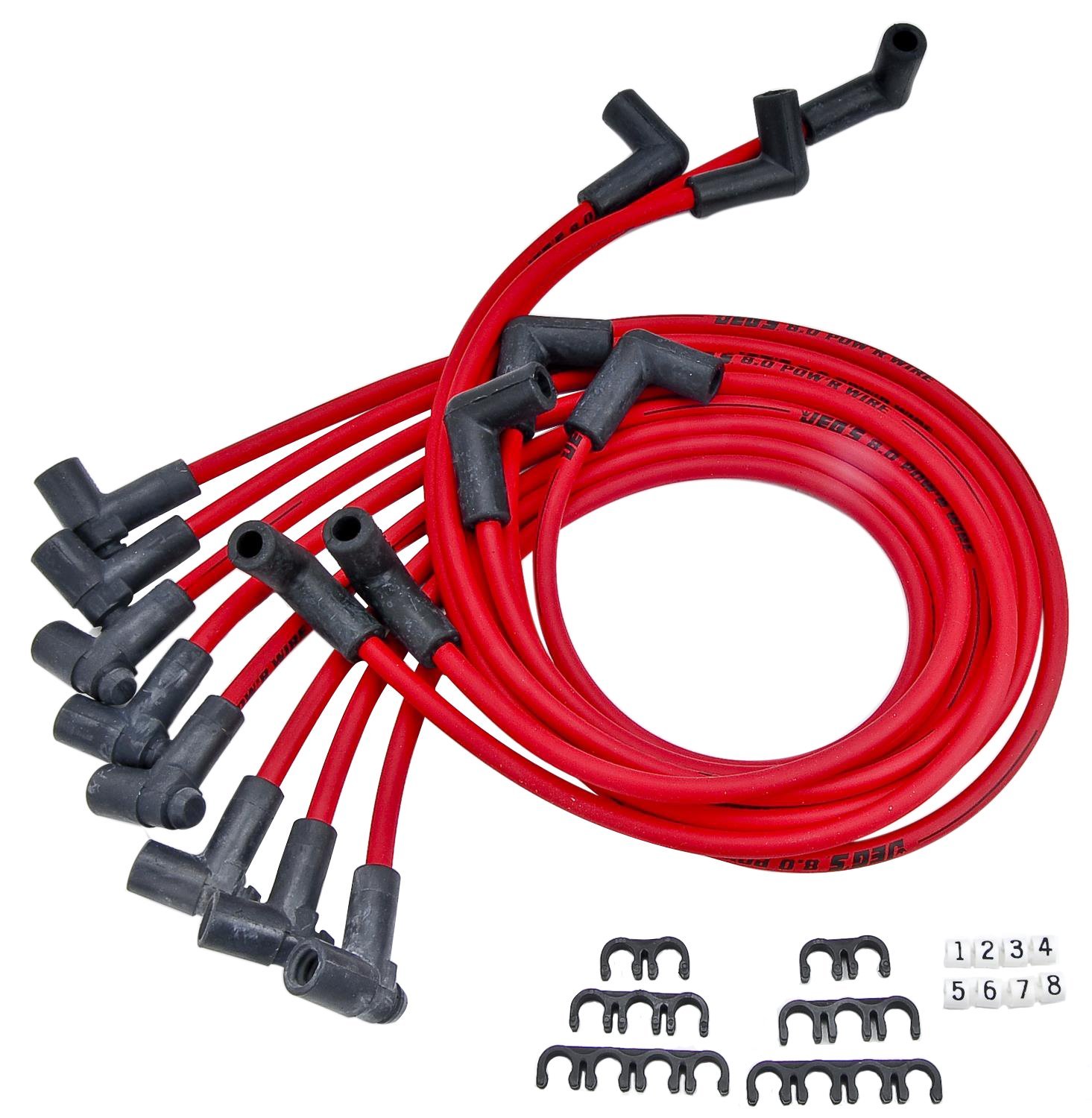 8.0mm Red Hot Pow'r Wires Small Block Chevy [Over Valve Covers]
