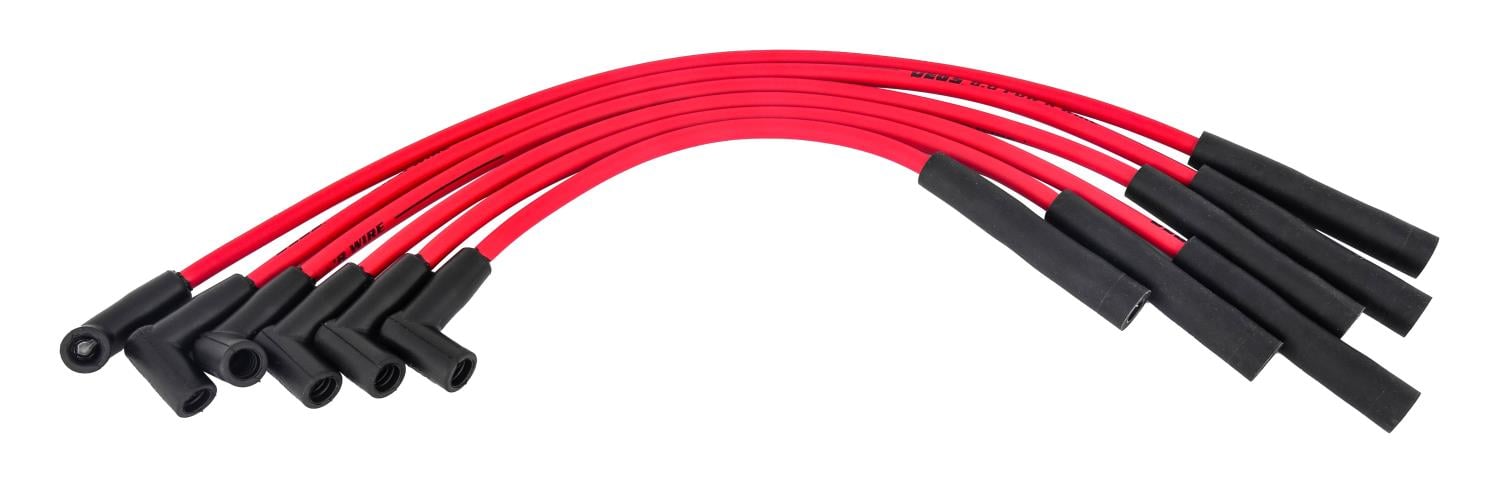 8.0mm Red Pow'r Wires for 1964-1990 AMC/JEEP 232 & 258 6-Cylinder w/HEI Distributor