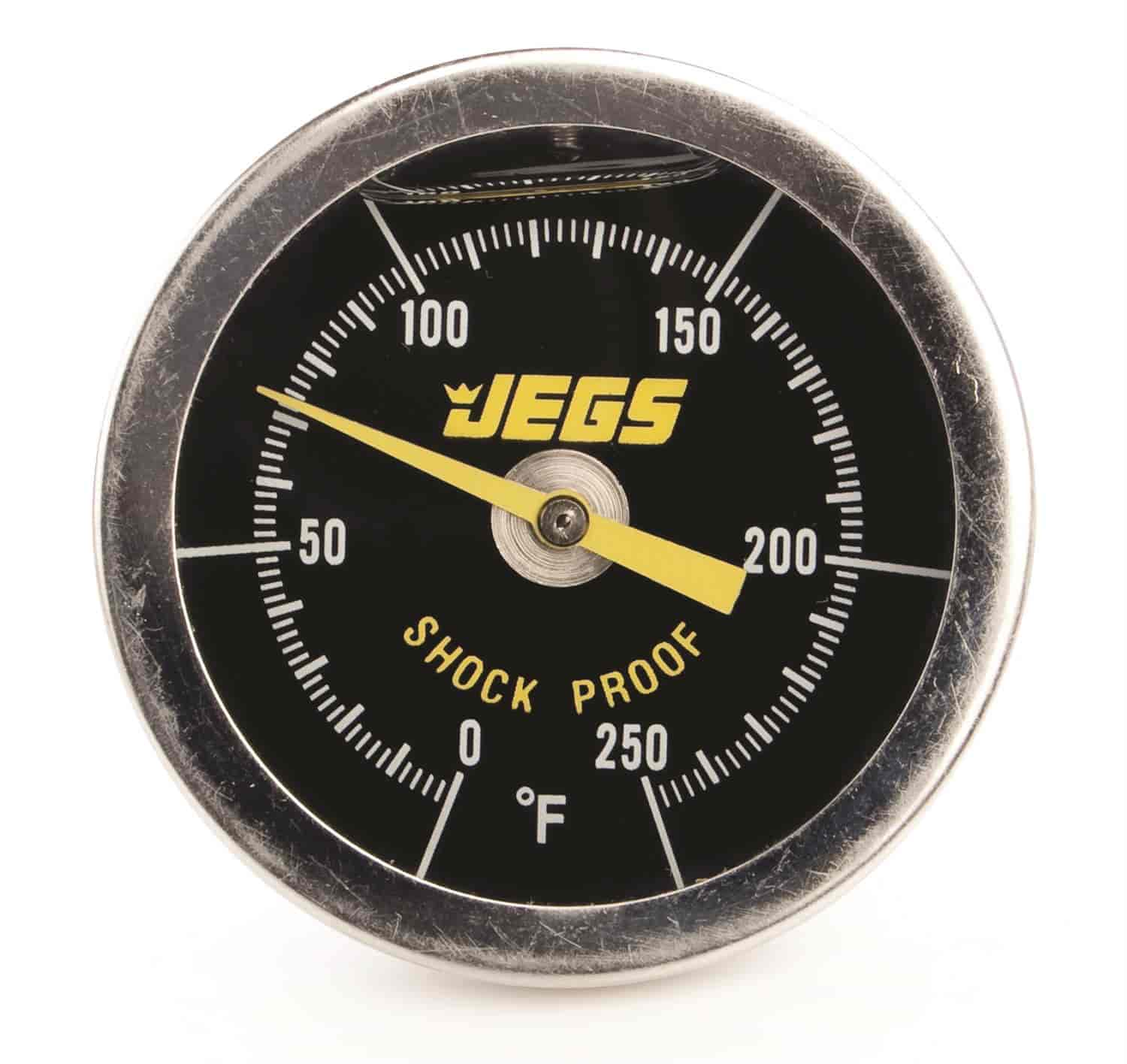 Liquid-Filled Engine Thermometer [2 1/8  in. OD, Black Face]