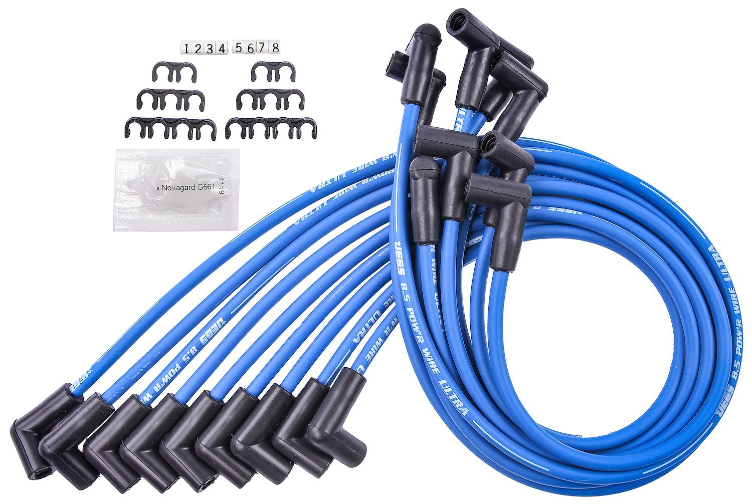8.5mm Blue Ultra Pow'r Wires for Big Block Chevy Under Headers