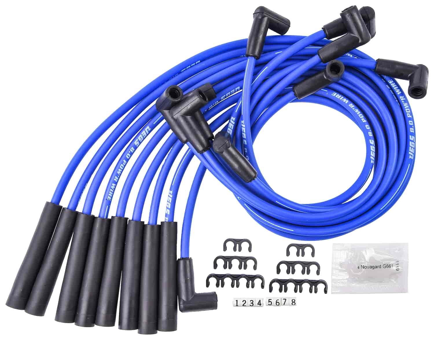 8.0mm Blue Pow'r Wires for Small Block Ford 302 with HEI Cap