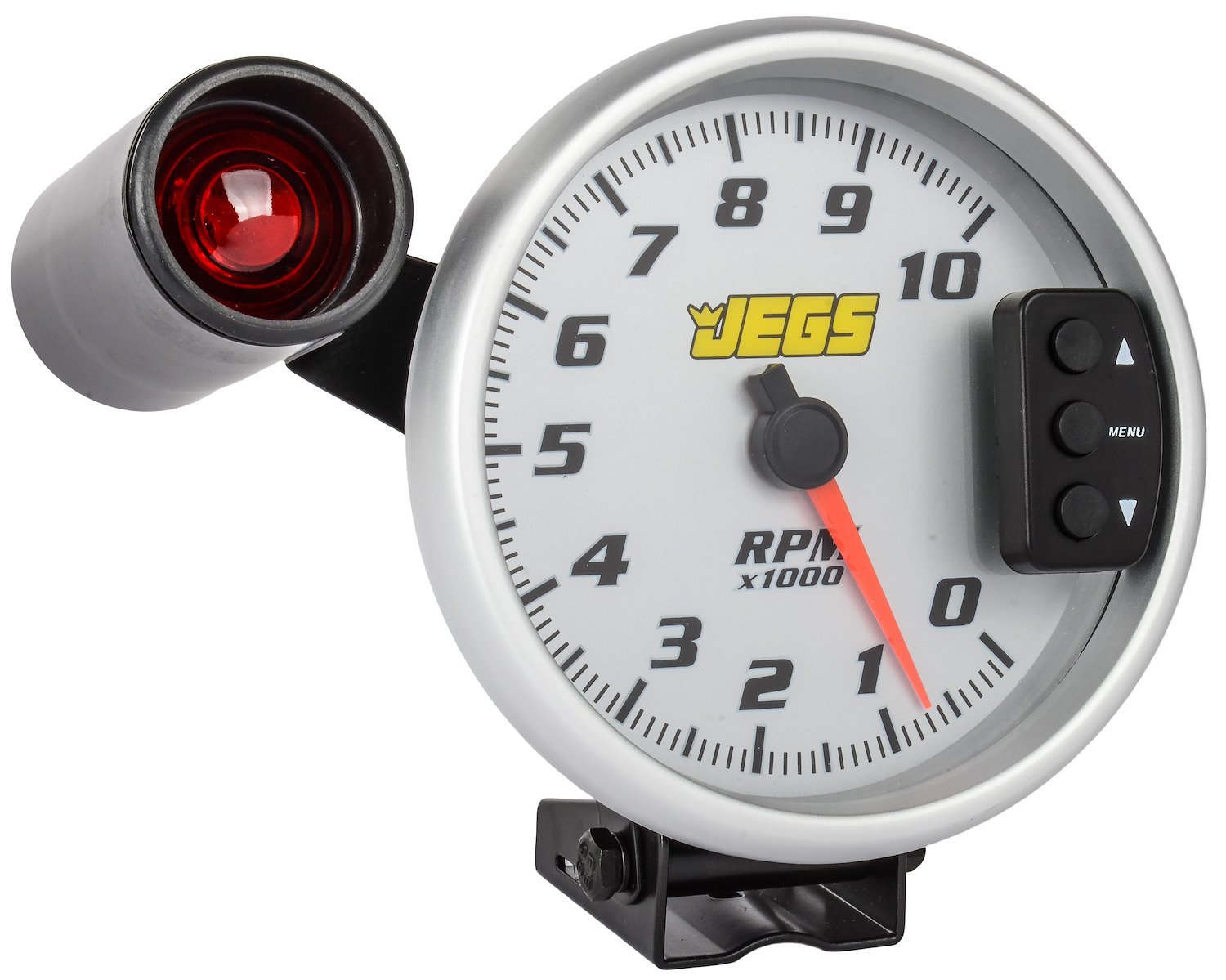 5 in. Tachometer with Shift Light and Peak RPM Memory Recall, 0-10,000 RPM [Silver Face with Silver Bezel]