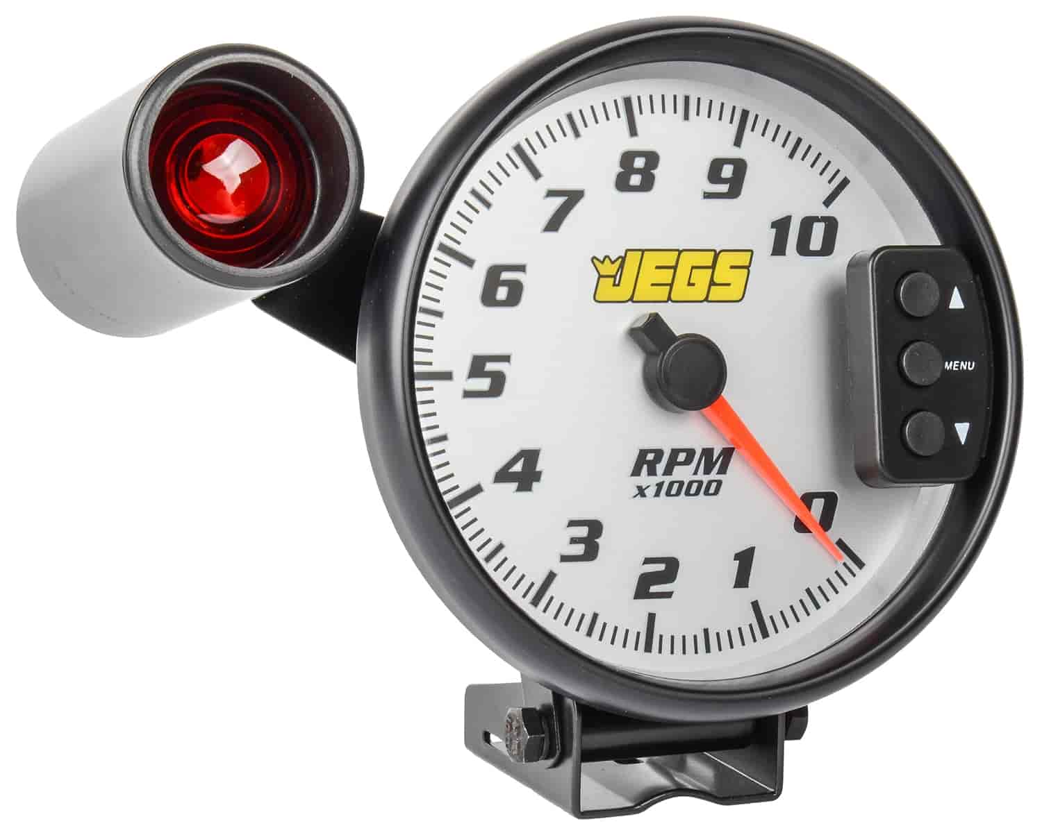 5 in. Tachometer with Shift Light and Peak RPM Memory Recall, 0-10,000 RPM [Silver Face with Black Bezel]
