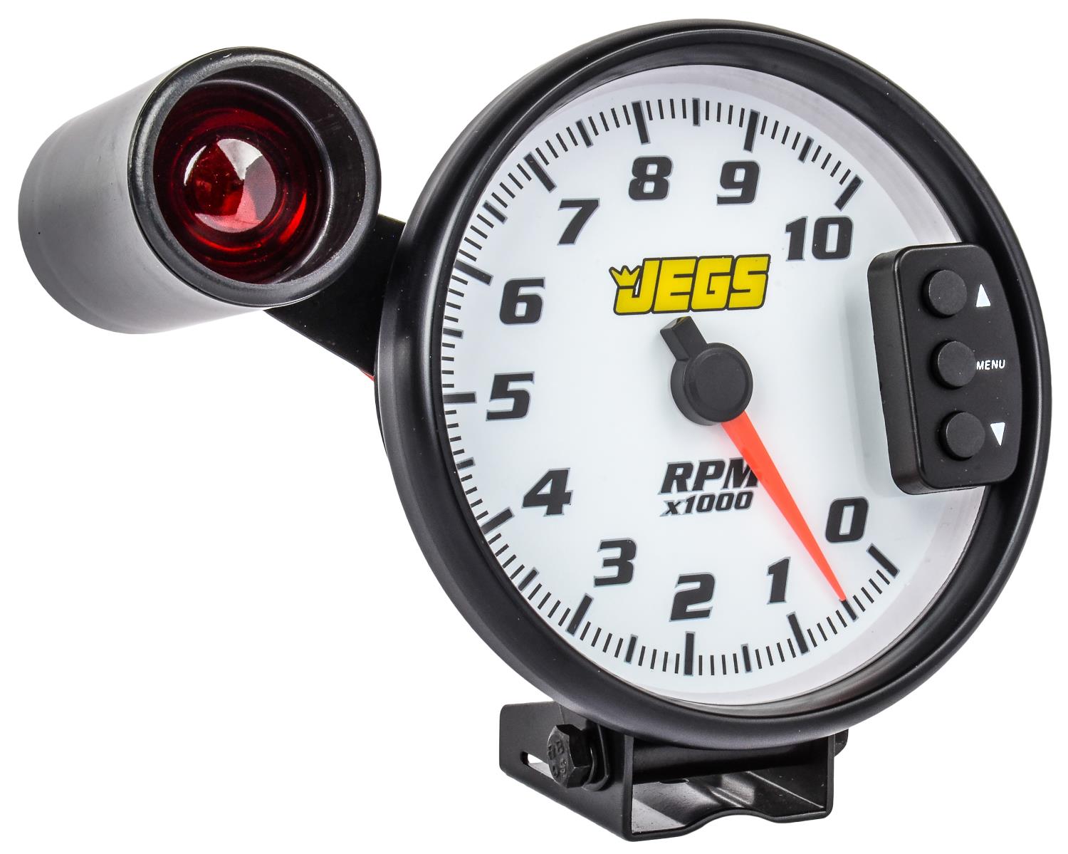 5 in. Tachometer with Shift Light and Peak RPM Memory Recall, 0-10,000 RPM [White Face with Black Bezel]