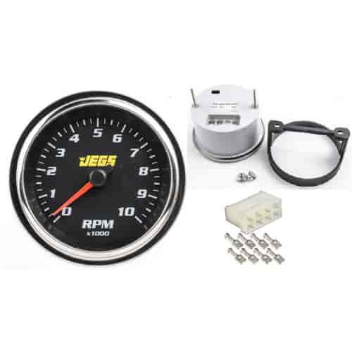 3-3/8" Electric Tachometer & Wiring Connector Black