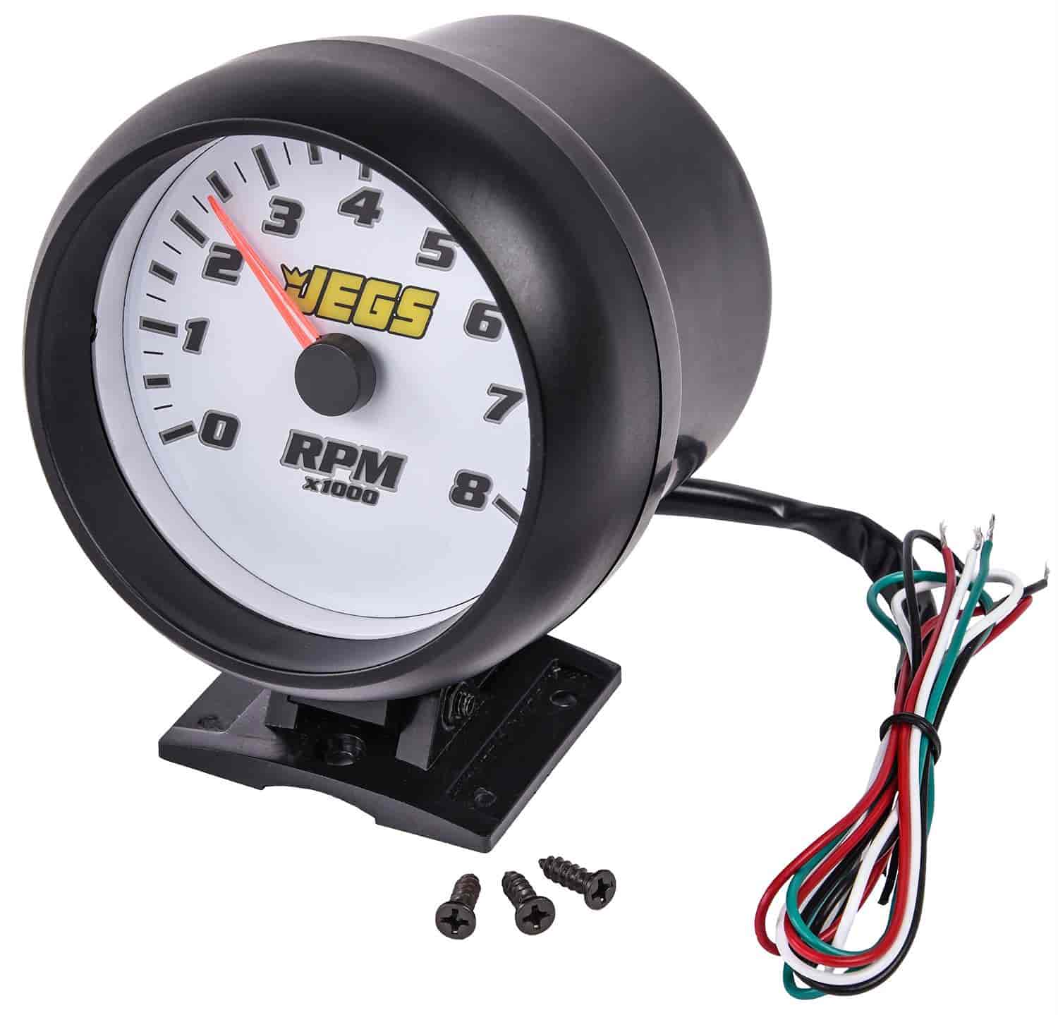 3 3/4 in. Pedestal Mount Tachometer, 0-8,000 RPM [White face with Black Bezel]
