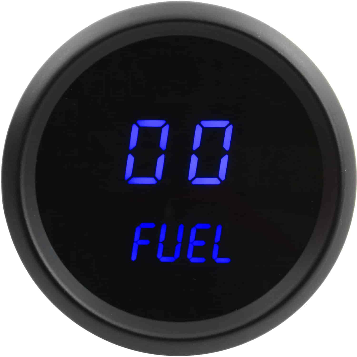 Fuel Level Gauge LED Digital [Black Bezel, Black Face, Blue Numbers]