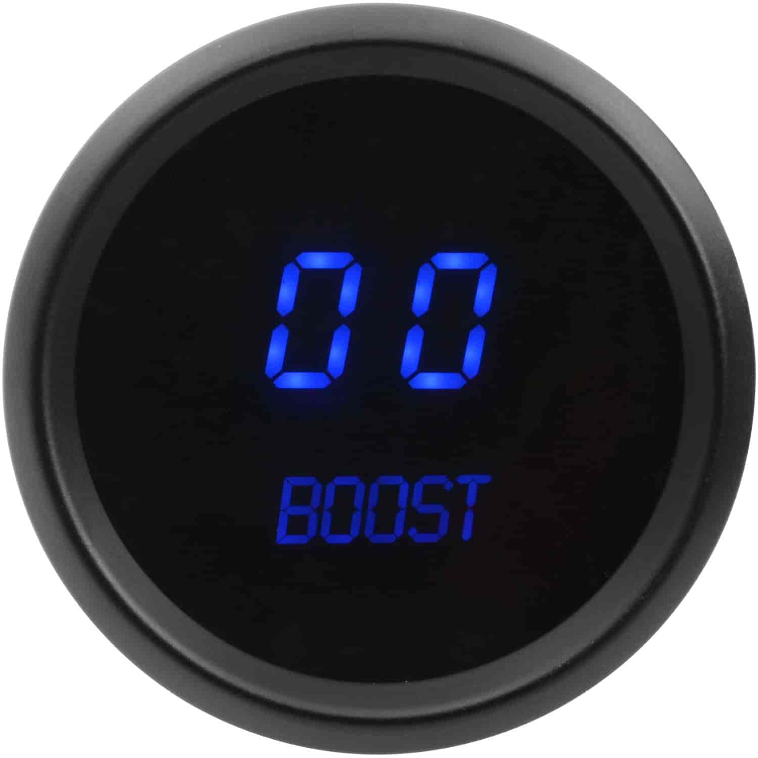 Boost Gauge LED Digital [Black Bezel, Black Face, Blue Numbers]