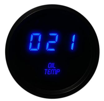 Oil Temperature Gauge LED Digital [Black Bezel, Black Face, Blue Numbers]