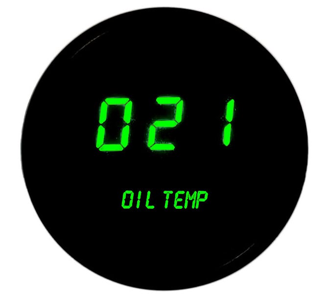 Oil Temperature Gauge LED Digital [Black Bezel, Black Face, Green Numbers]