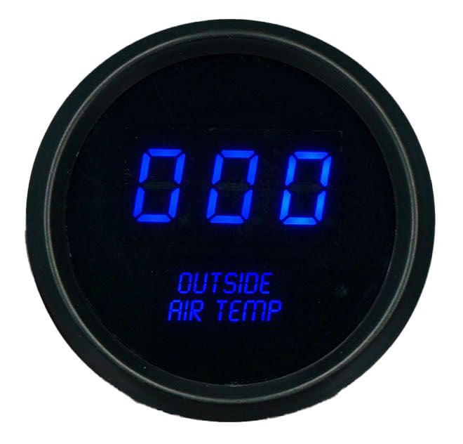 Outside Air Temperature Gauge LED Digital [Blue Letters/Numbers, Black Bezel, Black Face]