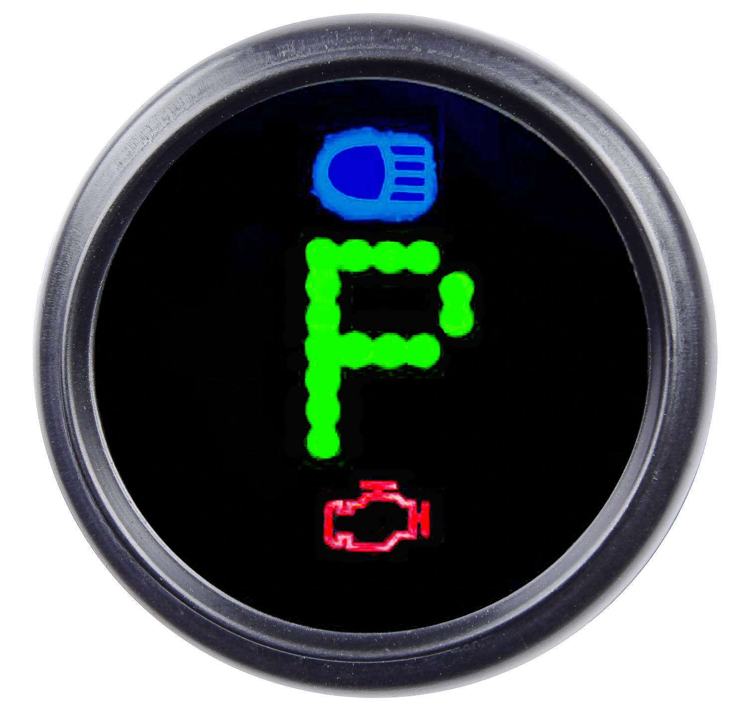 Gear Indicator Gauge LED Digital [Green Letters/Numbers, Black Bezel, Black Face]