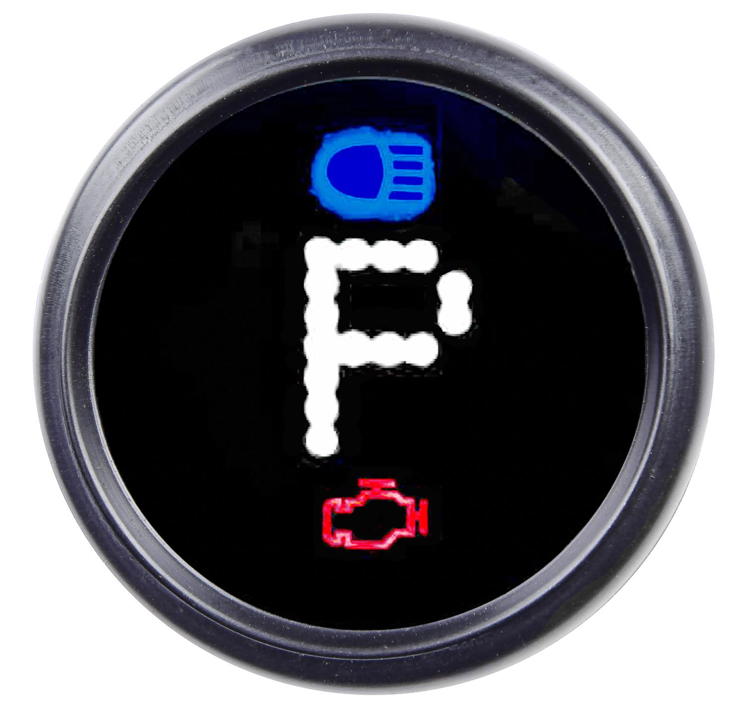 Gear Indicator Gauge LED Digital [White Letters/Numbers, Black Bezel, Black Face]