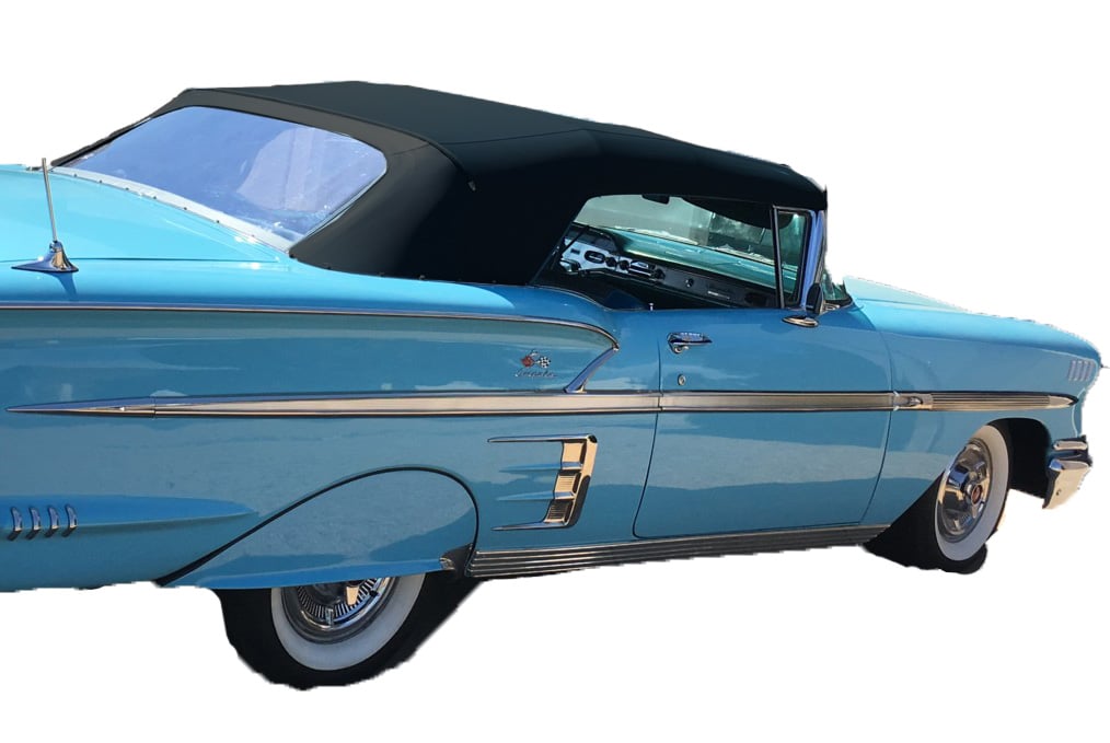 Black Convertible Top Fits Select 1958 Chevrolet, Pontiac Models [Plastic Rear Window]